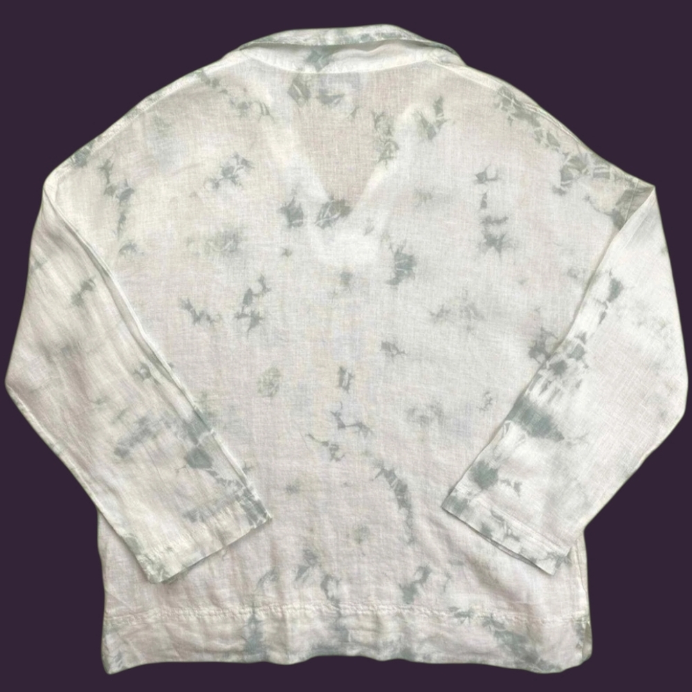 Rachel Zoe Linen Tie-Dye Tunic Drop-Shoulder Half-Sleeve Size M MSRP $98 - Picture 3 of 6